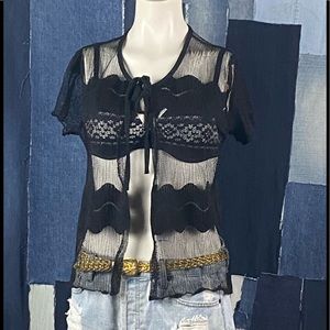 Sheer Short Sleeve Beach Cover Sz S